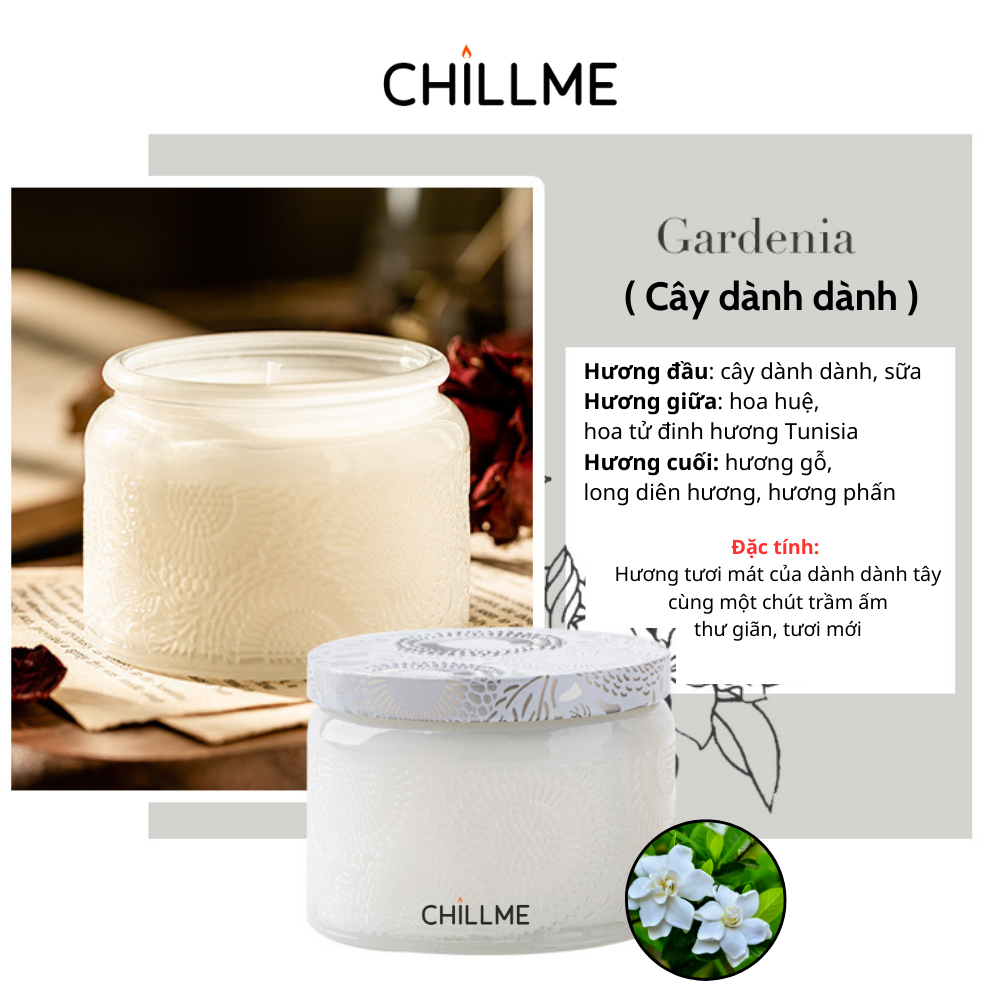 Nến thơm phòng tinh dầu size S Chillme khử mùi sáp đậu nành candles dễ ngủ thư giãn không khói sang trọng