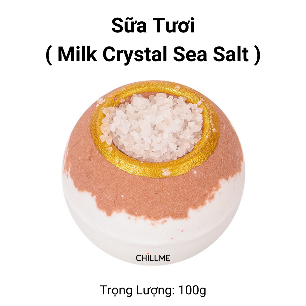 Viên thả bồn tắm muối biển dưỡng ẩm da xoá bỏ mụn lưng 100g Chillme tươi mới