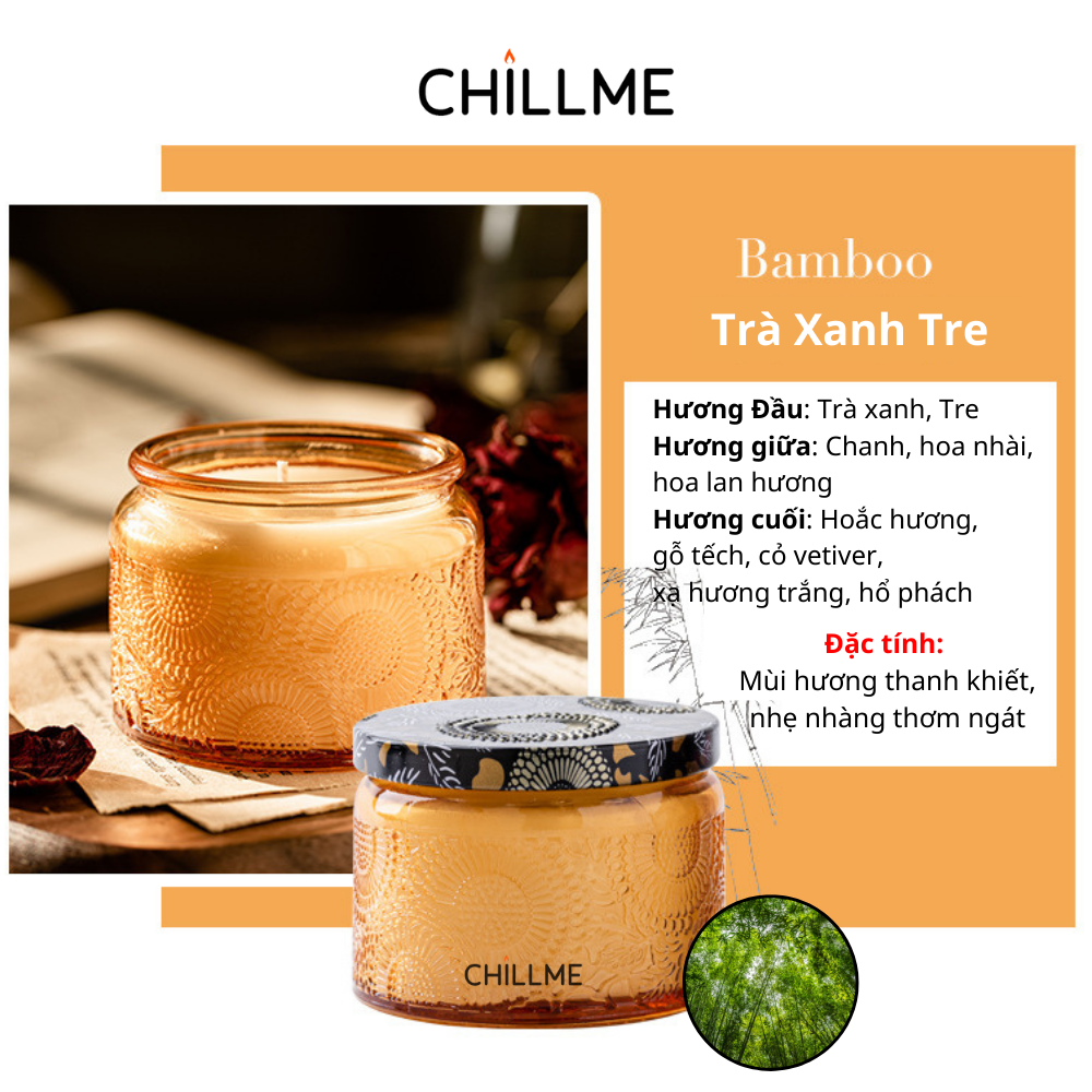 Nến thơm phòng tinh dầu size S Chillme khử mùi sáp đậu nành candles dễ ngủ thư giãn không khói sang trọng