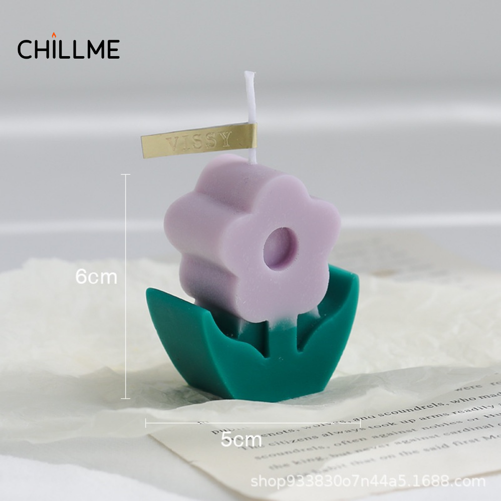 Nến thơm sáp nành hình bông hoa Chillme dễ thương nhiều màu sắc decor làm quà tặng handmade trang trí