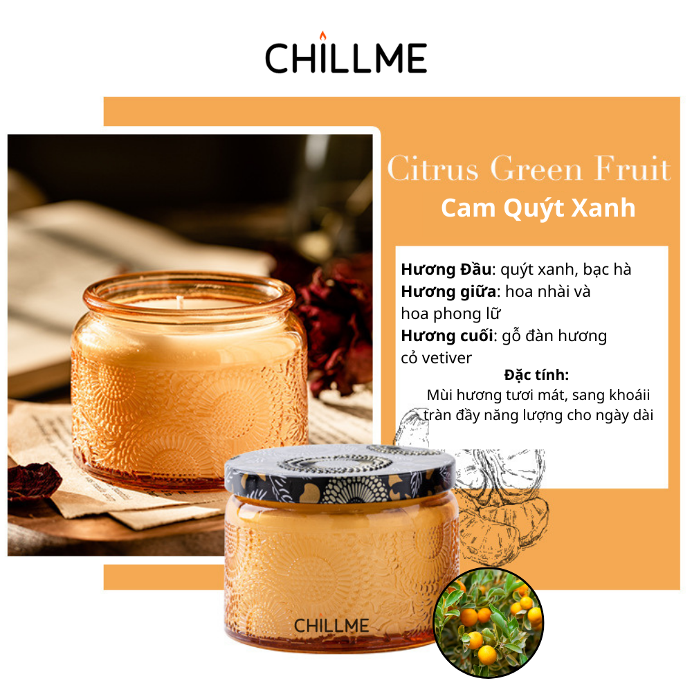 Nến thơm phòng tinh dầu size S Chillme khử mùi sáp đậu nành candles dễ ngủ thư giãn không khói sang trọng