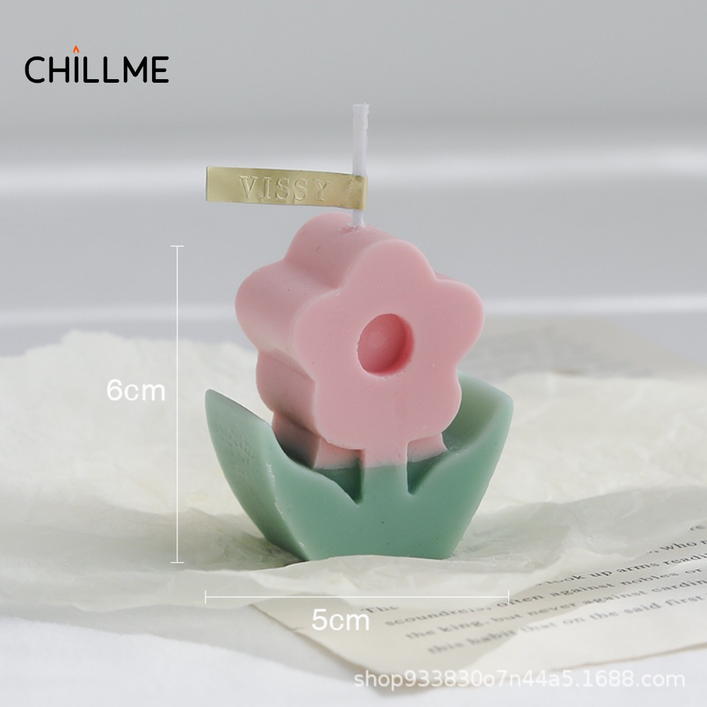 Nến thơm sáp nành hình bông hoa Chillme dễ thương nhiều màu sắc decor làm quà tặng handmade trang trí