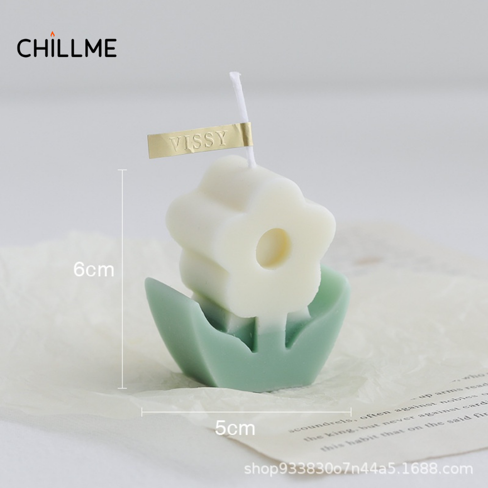 Nến thơm sáp nành hình bông hoa Chillme dễ thương nhiều màu sắc decor làm quà tặng handmade trang trí