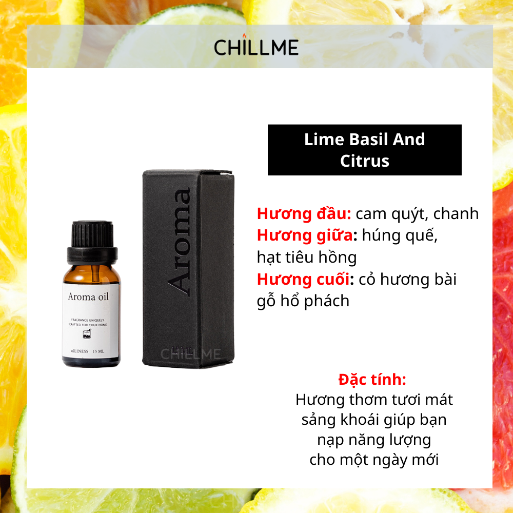  Tinh dầu nguyên chất Chillme 15ml sử dụng cho máy xông khuyếch tán tinh dầu dễ chịu 