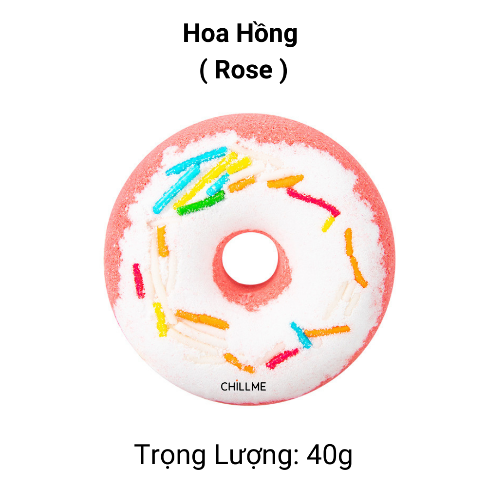 Viên thả bồn tắm bánh donut dưỡng ẩm da 40g Chillme Bath bomb hương thơm tự nhiên thư giãn