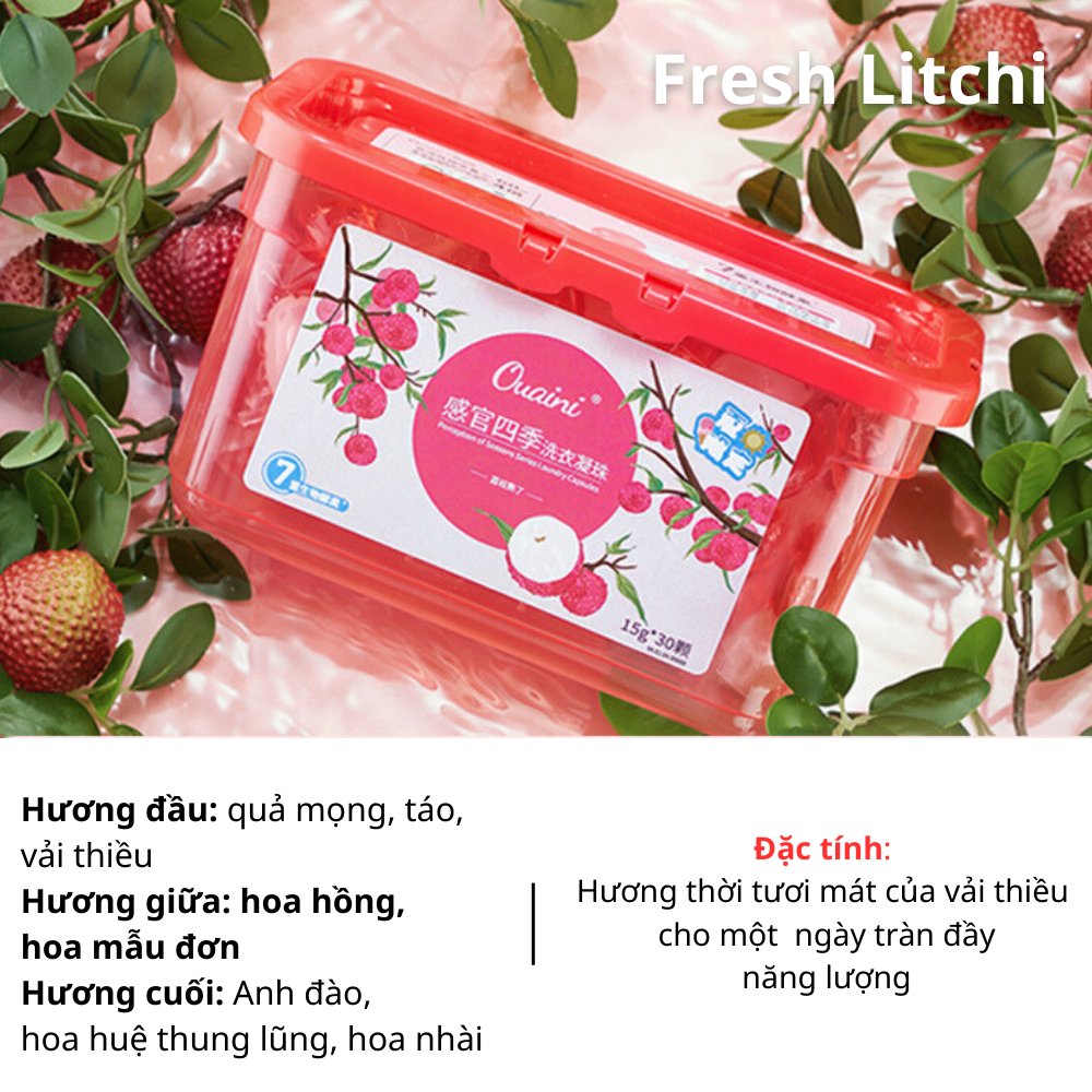 Viên giặt xả quần áo Chillme 4 trong 1 hương nước hoa khử khuẩn và Làm mềm vải thơm mát ( hộp 30 viên )