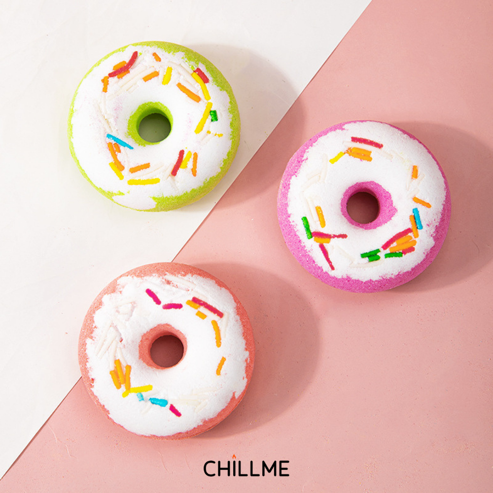 Viên thả bồn tắm bánh donut dưỡng ẩm da 40g Chillme Bath bomb hương thơm tự nhiên thư giãn