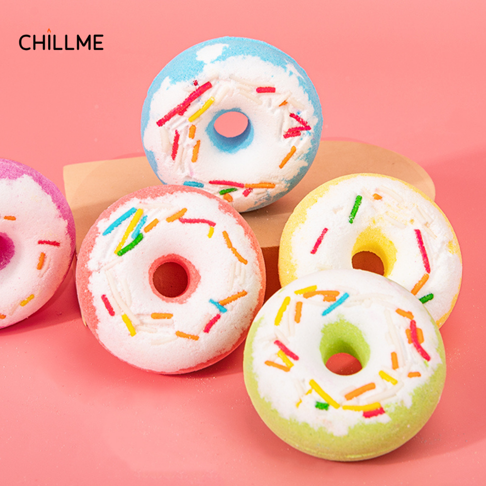 Viên thả bồn tắm bánh donut dưỡng ẩm da 40g Chillme Bath bomb hương thơm tự nhiên thư giãn