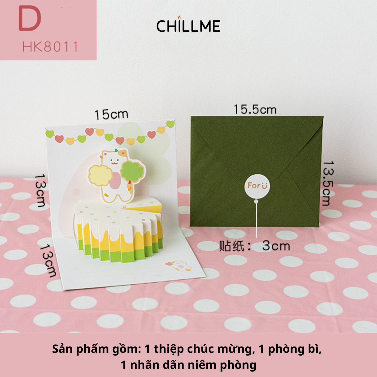  Thiệp 3d chúc mừng hình gấu 3 chiều dễ thương quà tặng ý nghĩa cho người thân ngày lễ kỷ niệm  - HK8011 