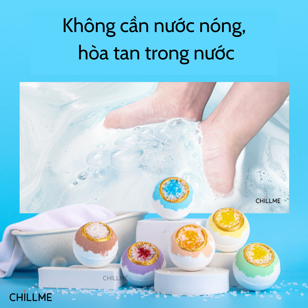 Viên thả bồn tắm muối biển dưỡng ẩm da xoá bỏ mụn lưng 100g Chillme tươi mới