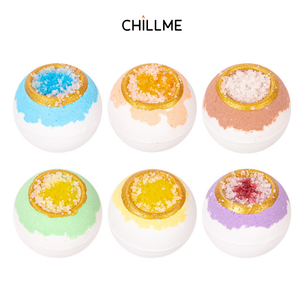 Viên thả bồn tắm muối biển dưỡng ẩm da xoá bỏ mụn lưng 100g Chillme tươi mới