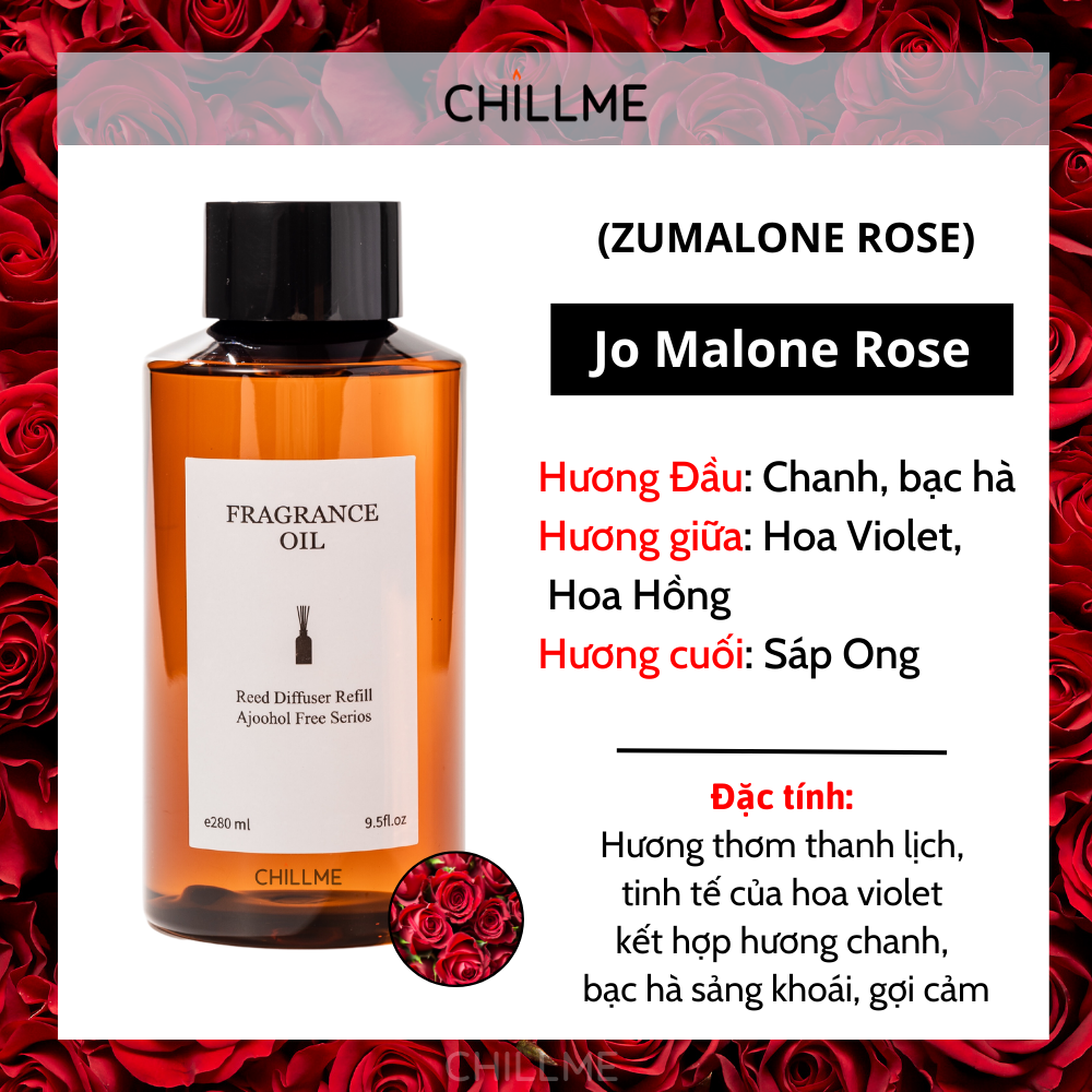  Tinh dầu nước hoa chai lớn 280ml bổ sung refill thay thế tán hương thơm phòng Chillme 