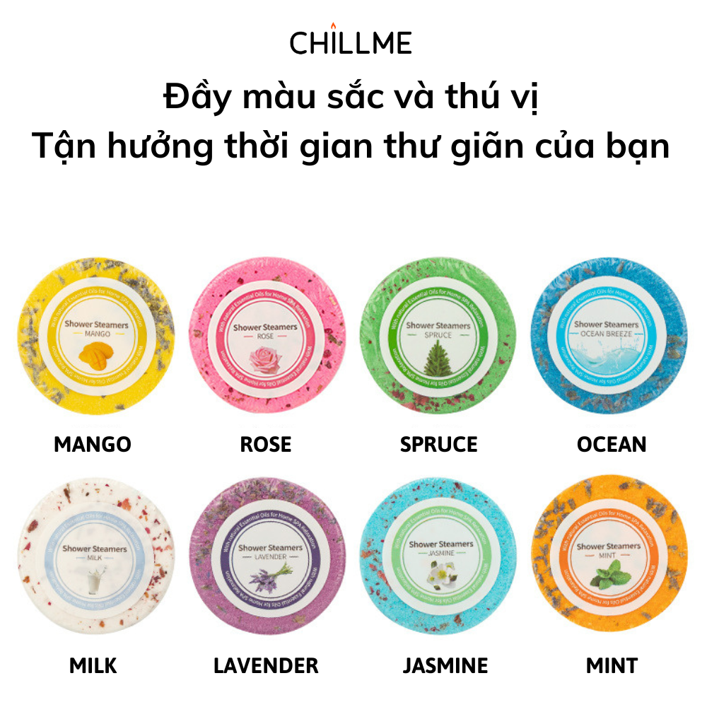 Viên xông tắm đứng Shower Steamer quà tặng 8 viên hoa khô hương thơm thư giãn giảm stress