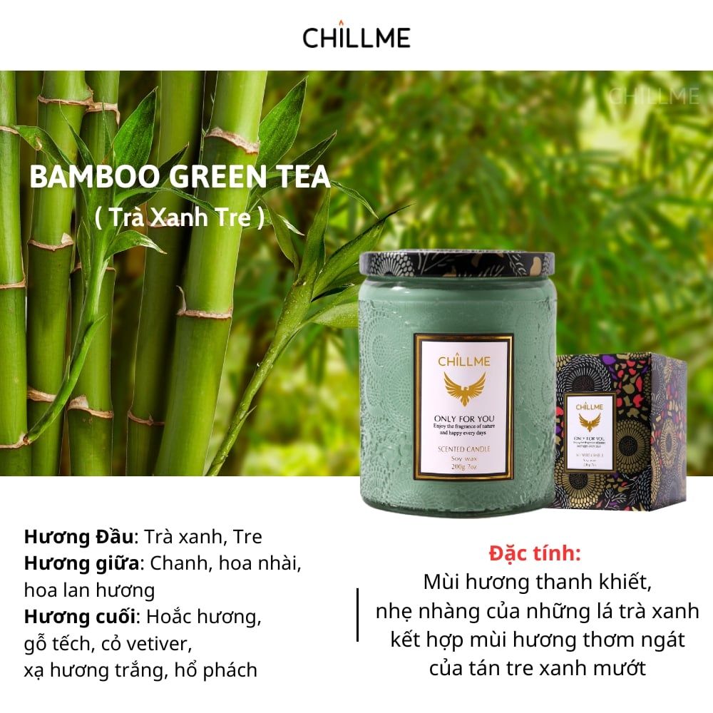Nến thơm phòng tinh dầu chillme Luxury 400g organic không khói dễ ngủ trang trí - LXR