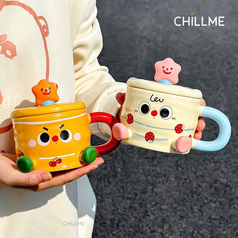 Cốc sứ uống nước hình bánh sinh nhật đáng yêu quà tặng bạn thân người yêu kèm nắp dậy