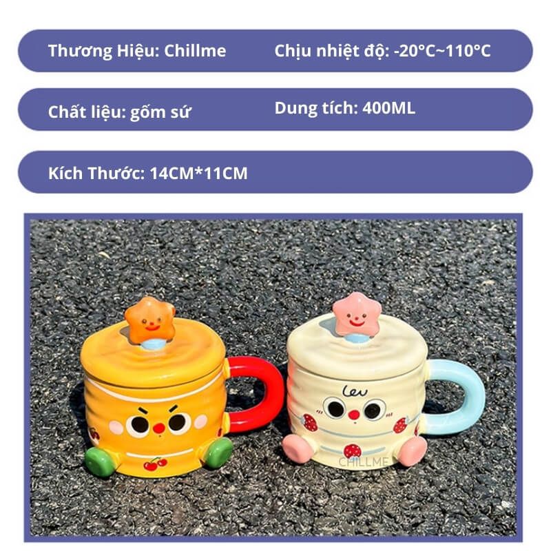 Cốc sứ uống nước hình bánh sinh nhật đáng yêu quà tặng bạn thân người yêu kèm nắp dậy