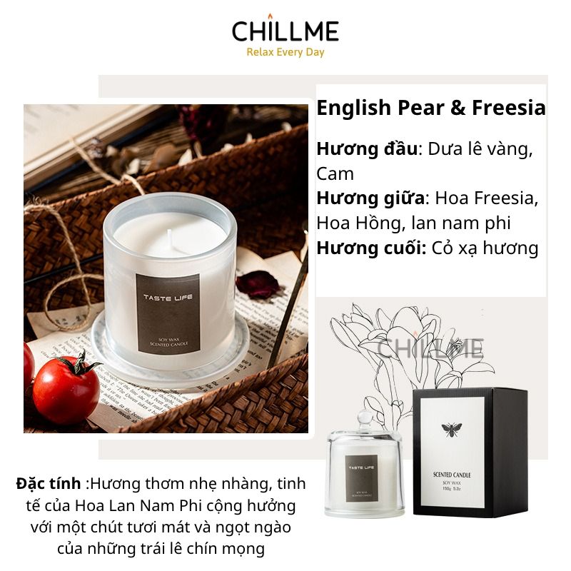  Nến thơm cao cấp sáp đậu nành chillme thiên nhiên khử mùi phòng trang trí sang trọng đẹp mắt TL 