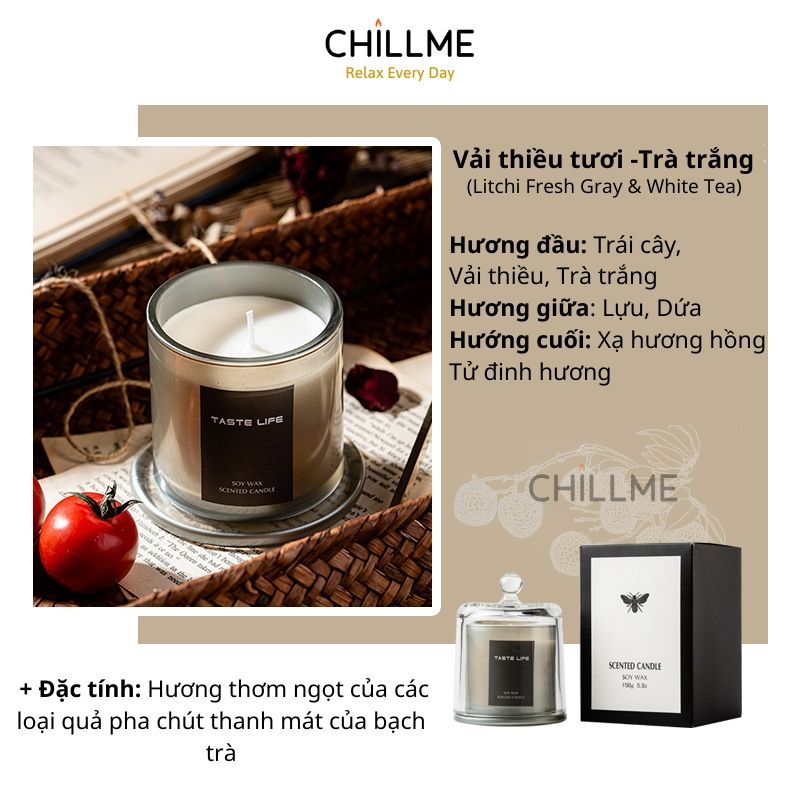  Nến thơm cao cấp sáp đậu nành chillme thiên nhiên khử mùi phòng trang trí sang trọng đẹp mắt TL 