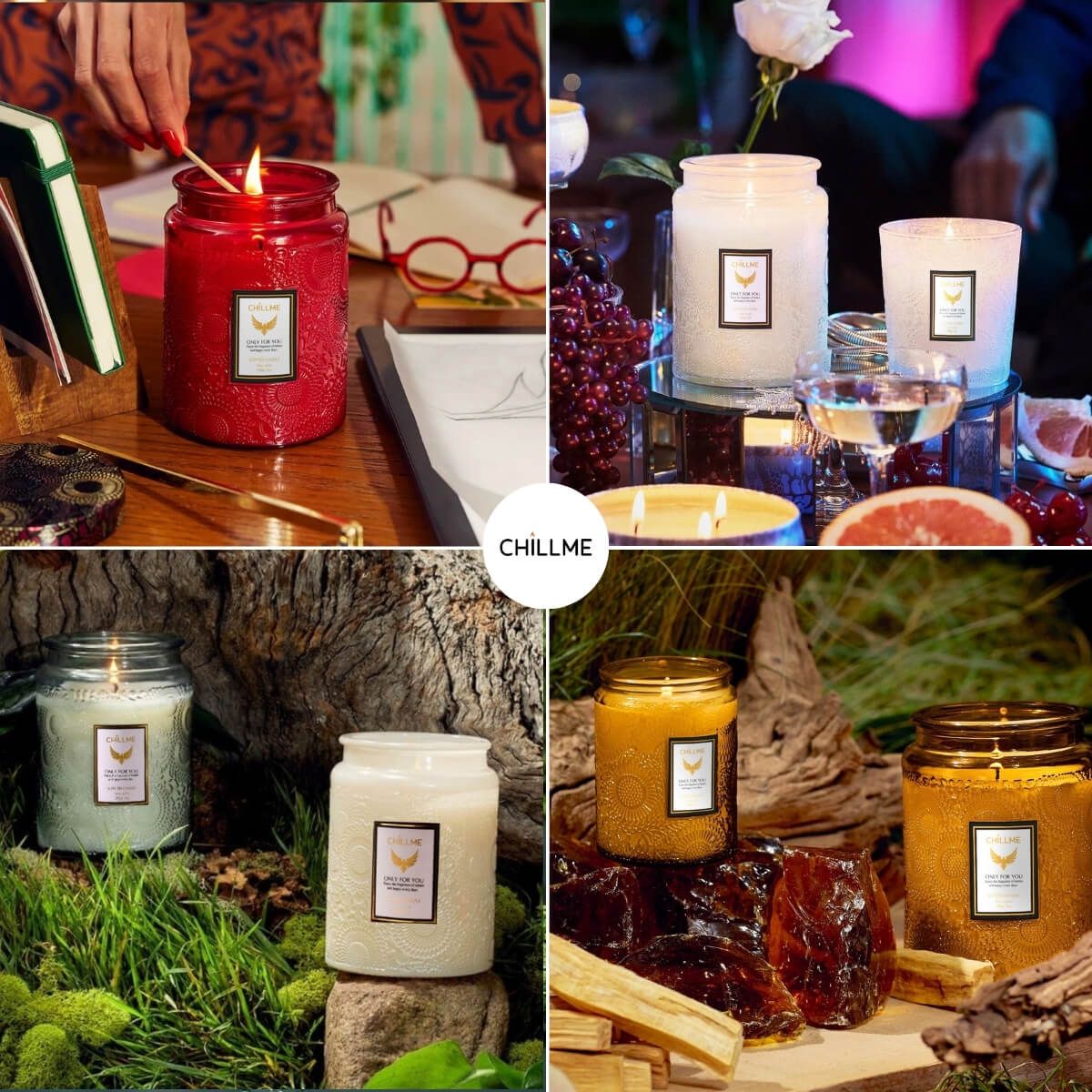Nến thơm phòng tinh dầu chillme Luxury 400g organic không khói dễ ngủ trang trí - LXR