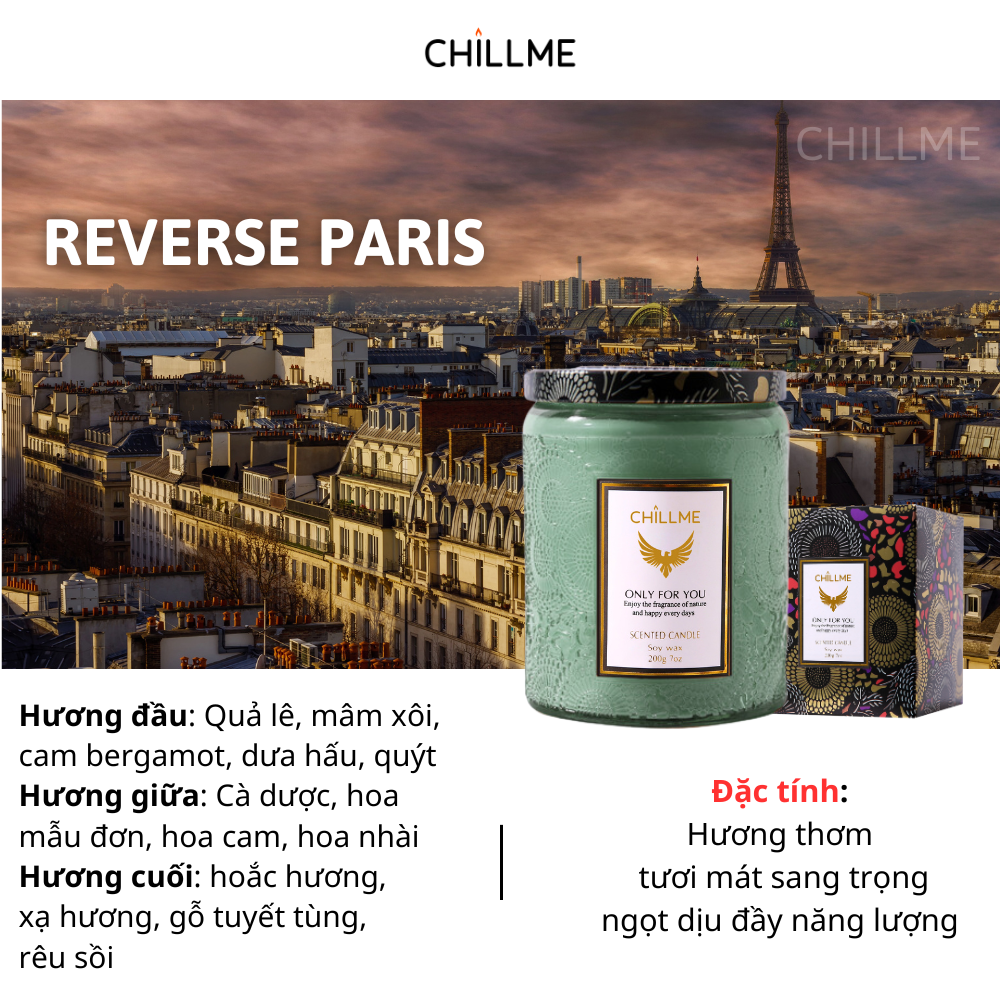 Nến thơm phòng tinh dầu chillme Luxury 400g organic không khói dễ ngủ trang trí - LXR