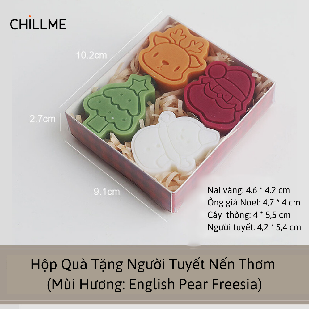 Set nến thơm làm quà tặng handmade decor Chillme dễ thương giáng sinh tuần lộc cây thông noel trang trí