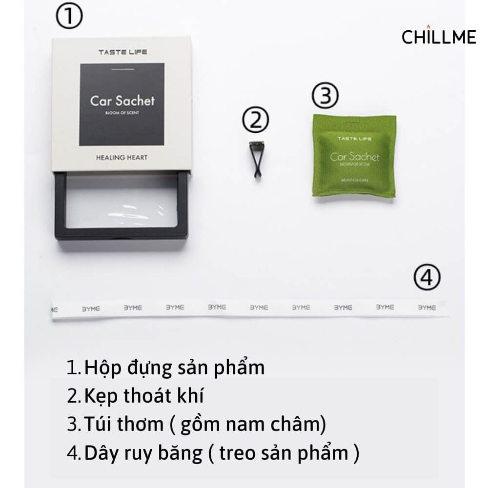 Túi thơm treo xe ô tô Chillme khử mùi hương nước hoa làm thơm phòng ngủ tủ quần áo 3 tầng hương