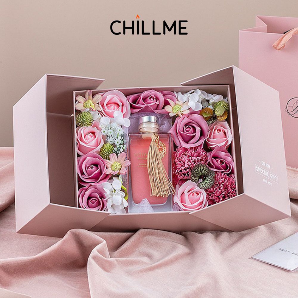 Set tinh dầu quà tặng thơm phòng Chillme hoa sáp trang trí sinh nhật bạn gái đám cưới ngày lễ