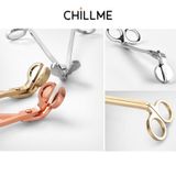  Kéo cắt bấc nến thơm cao cấp cắt tim nến sợi cotton và gỗ kim loại không gỉ chillme 