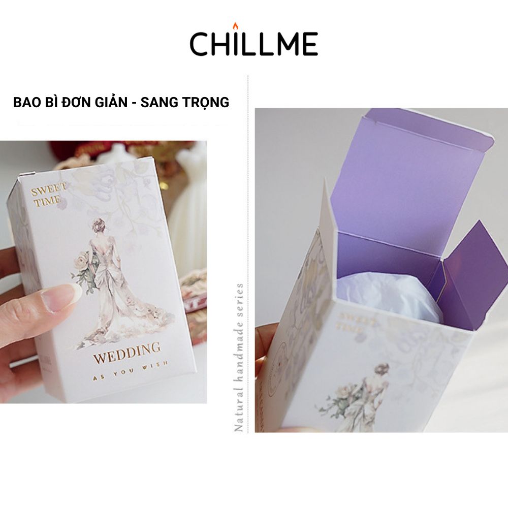 Nến thơm tạo hình váy cô dâu đám cưới Chillme handmade decor làm quà tặng kết hôn sinh nhật dễ thương