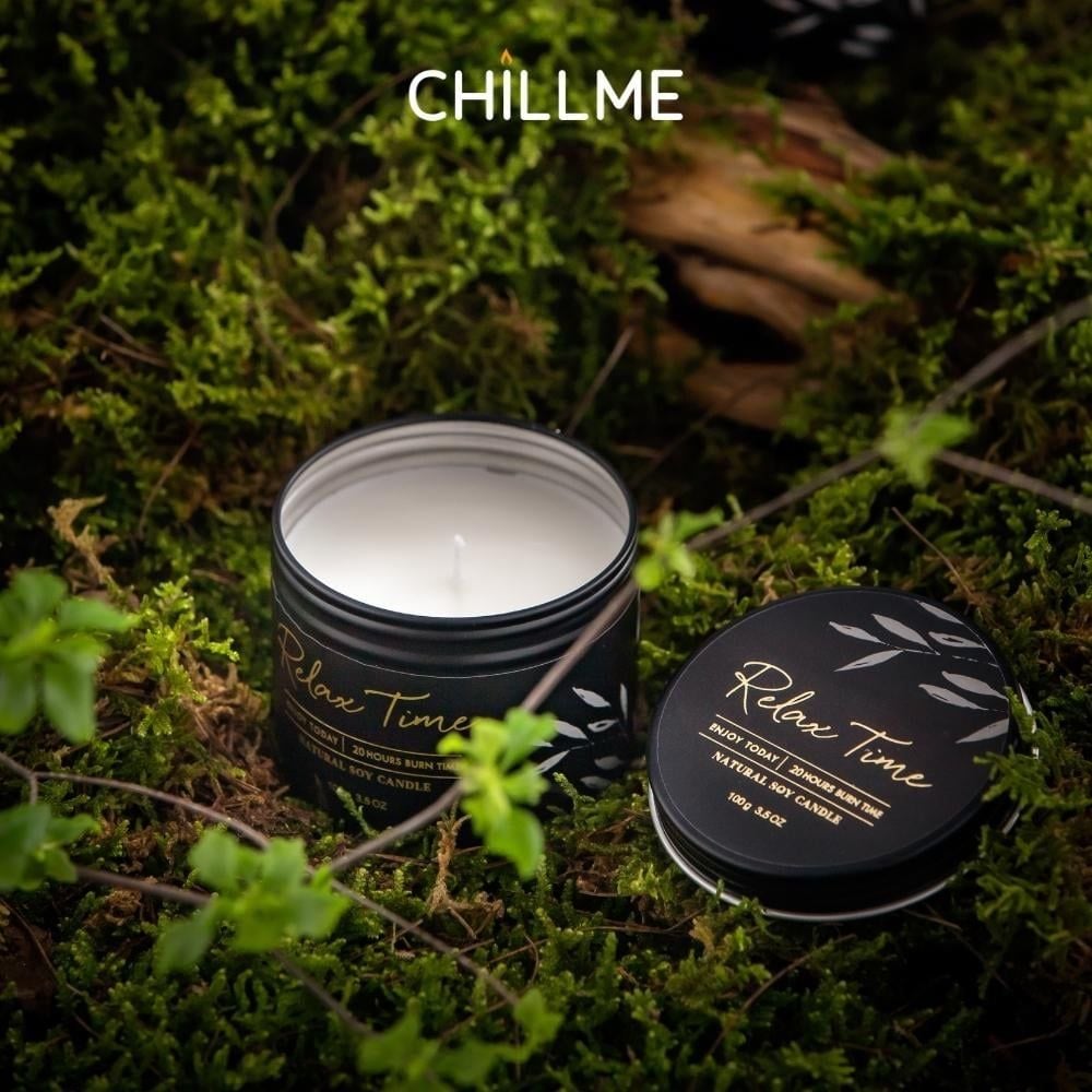 Nến thơm sáp đậu nành Chillme 155g thơm phòng hũ nhôm không khói thư giãn trang trí