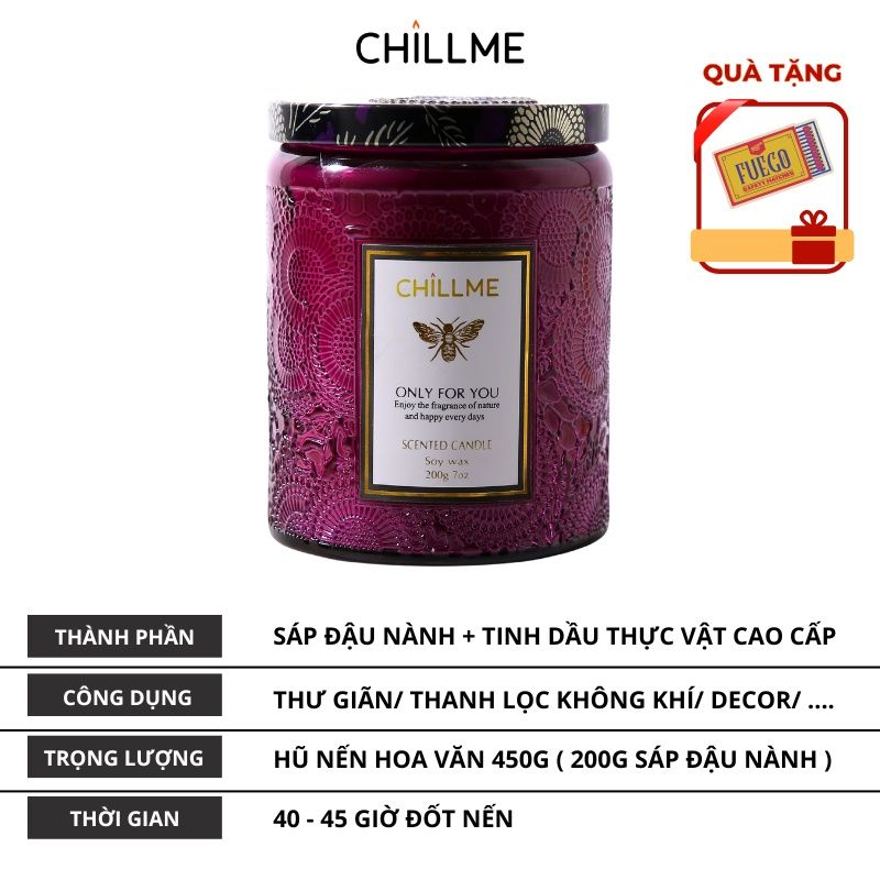Nến thơm vintage Chillme hương thư giãn tươi mát 200g - San Diego Blackberry