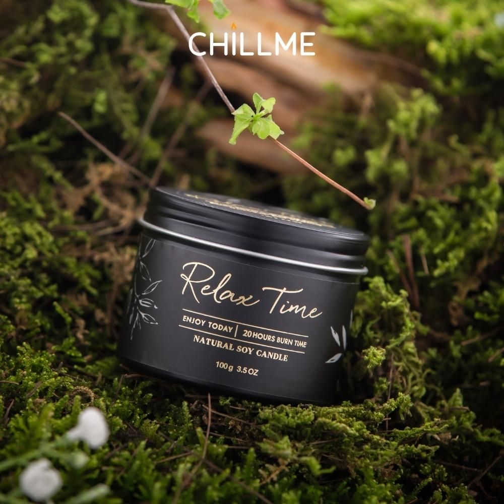 Nến thơm sáp đậu nành Chillme 155g thơm phòng hũ nhôm không khói thư giãn trang trí