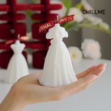 Nến thơm tạo hình váy cô dâu đám cưới Chillme handmade decor làm quà tặng kết hôn sinh nhật dễ thương