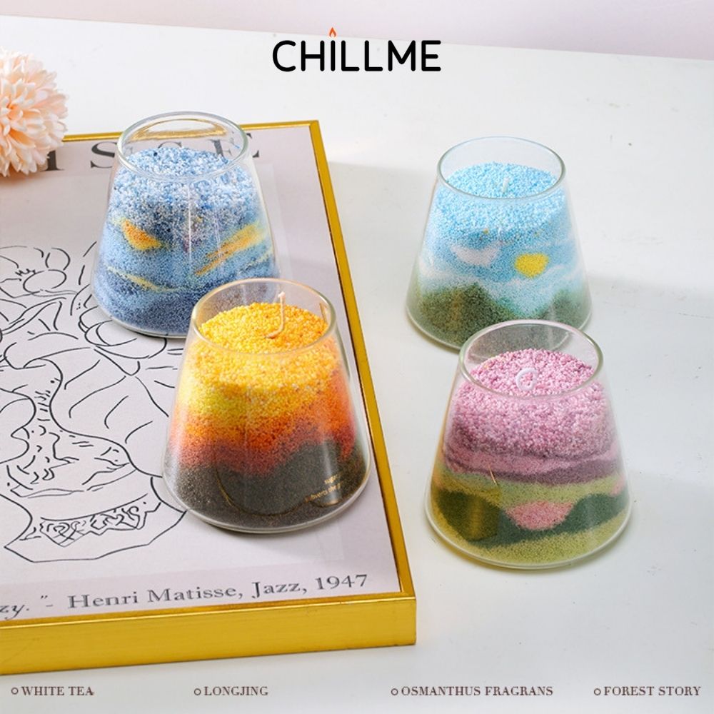Nến thơm tranh cát Chillme handmade DIY làm quà tặng sinh nhật khử mùi phòng