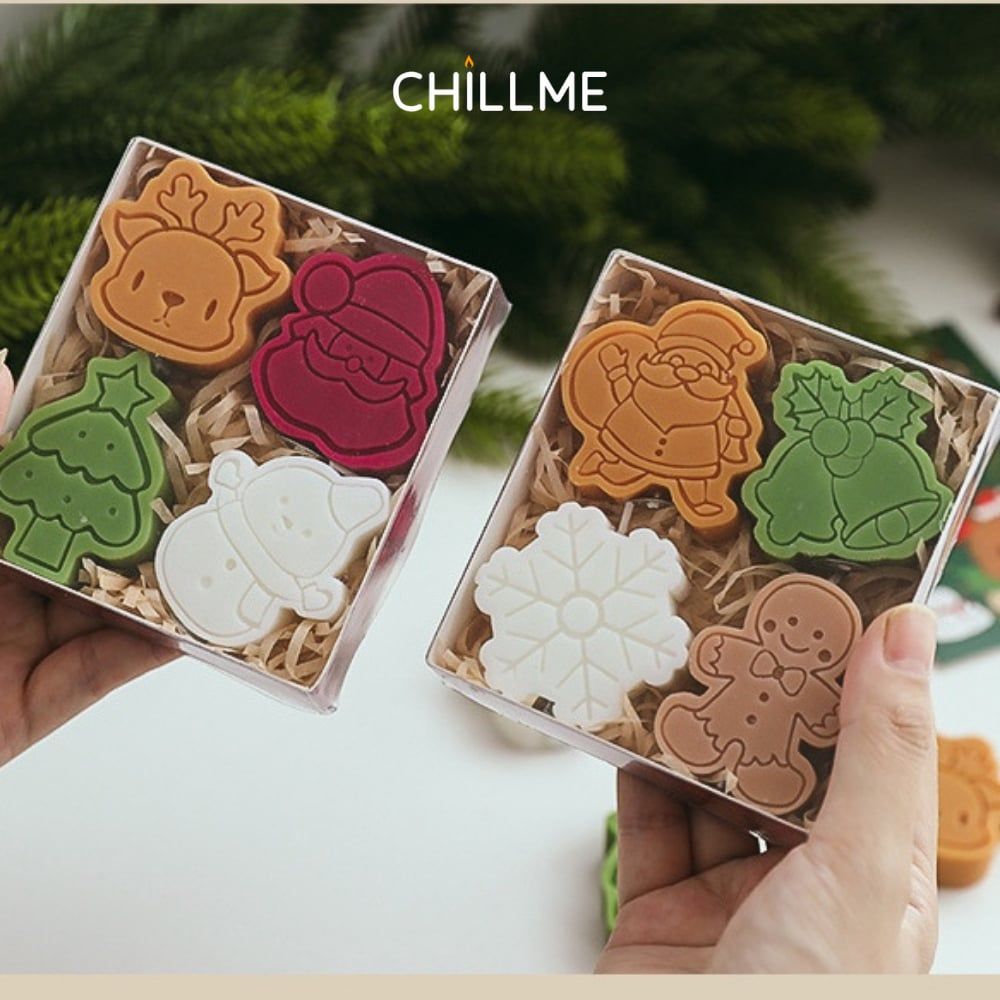Set nến thơm làm quà tặng handmade decor Chillme dễ thương giáng sinh tuần lộc cây thông noel trang trí
