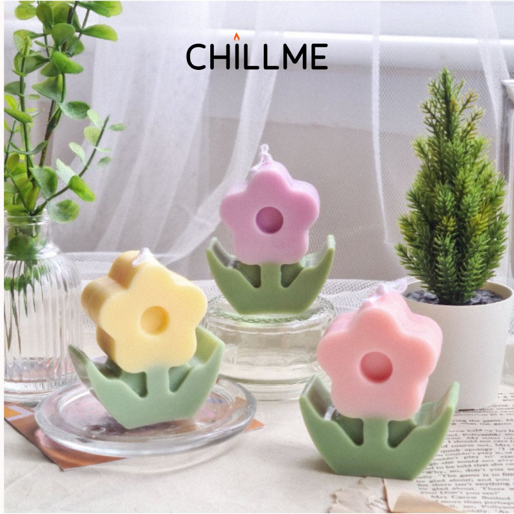  Nến thơm sáp nành hình bông hoa Chillme dễ thương nhiều màu sắc decor làm quà tặng handmade trang trí 