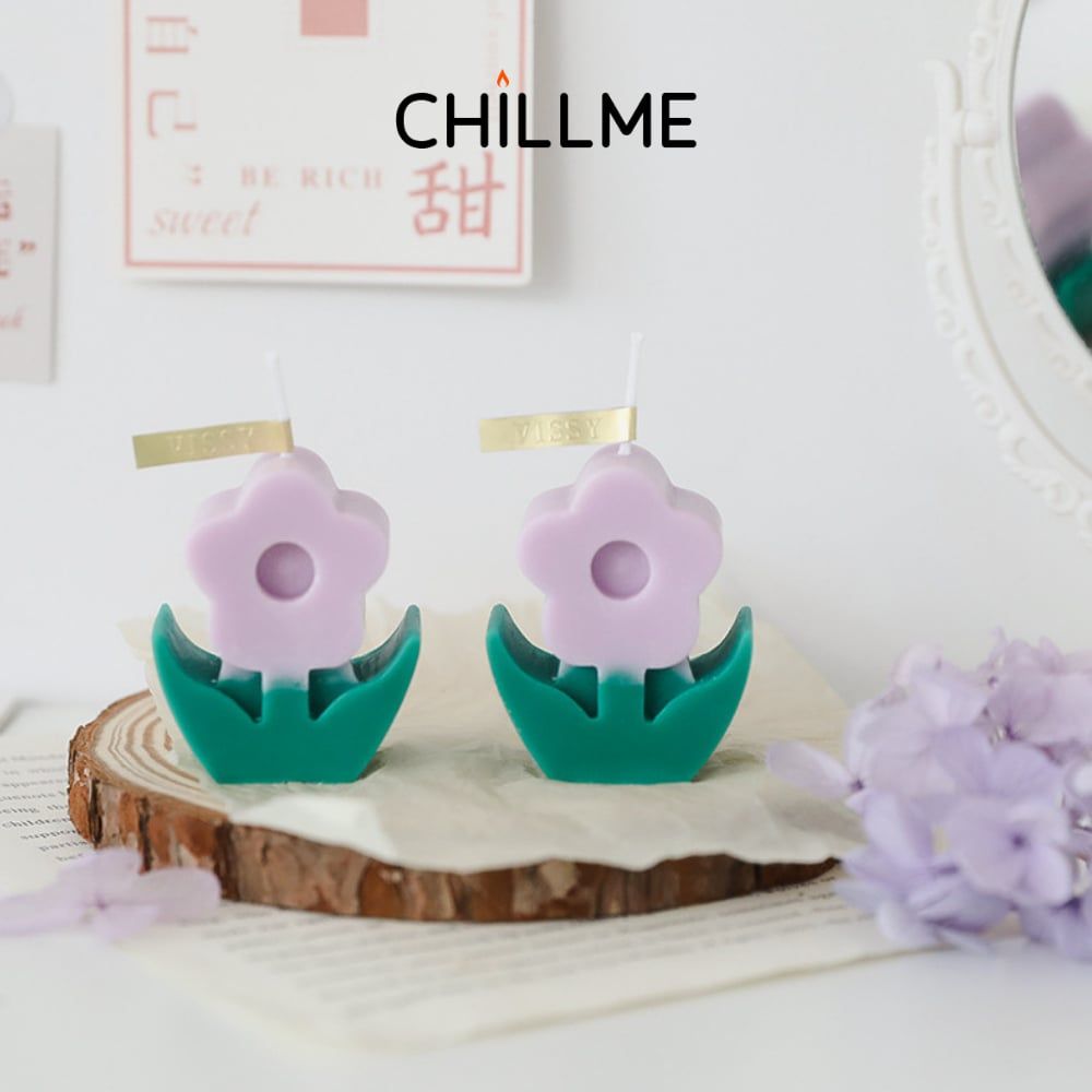 Nến thơm sáp nành hình bông hoa Chillme dễ thương nhiều màu sắc decor làm quà tặng handmade trang trí