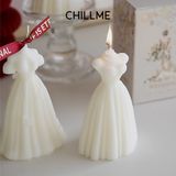 Nến thơm tạo hình váy cô dâu đám cưới Chillme handmade decor làm quà tặng kết hôn sinh nhật dễ thương