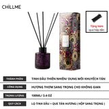  Tinh dầu thơm phòng khuyếch tán Chillme 100ml que gỗ khử mùi không khí thư giãn decor 