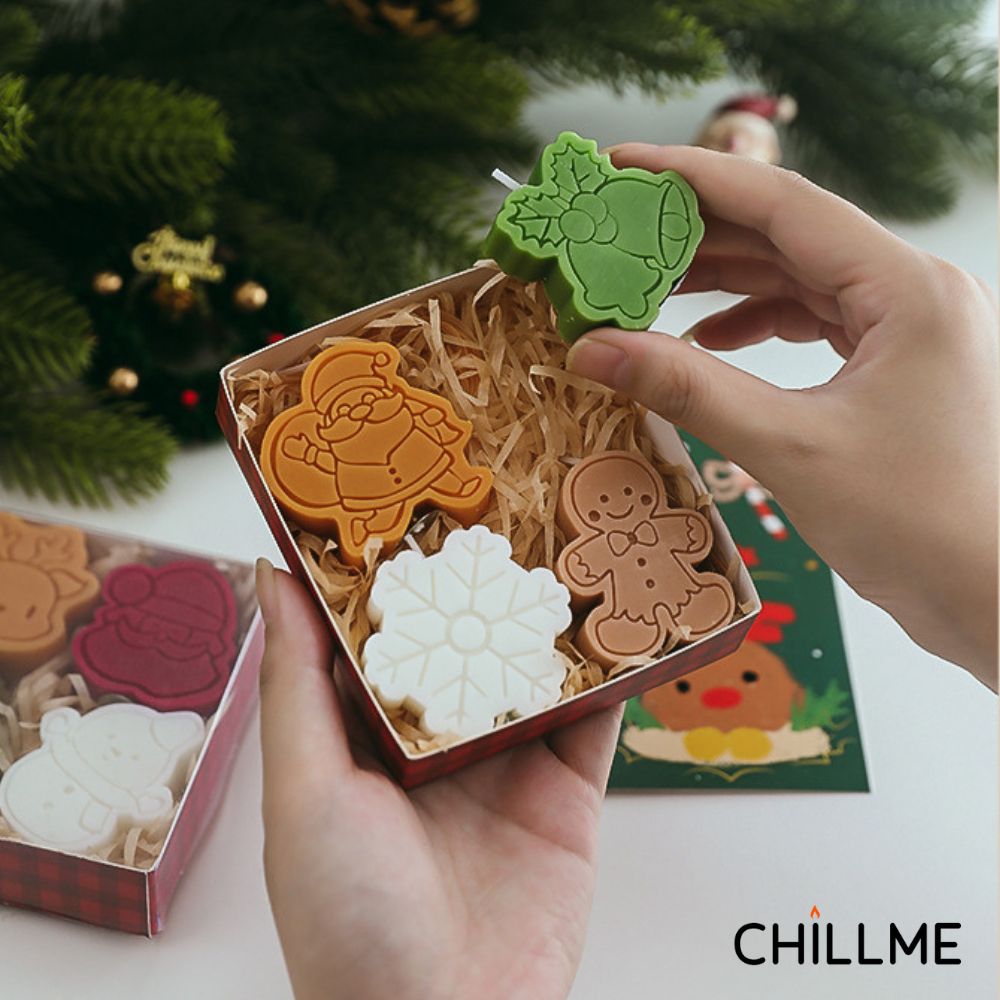 Set nến thơm làm quà tặng handmade decor Chillme dễ thương giáng sinh tuần lộc cây thông noel trang trí
