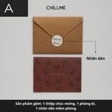 Thiệp chúc mừng hoạ tiết hoa văn Chillme chúc mừng sinh nhật, kỷ niệm, ngày lễ đơn giản cao cấp - HK036