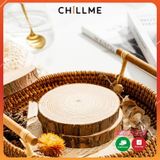  Đế lót ly nến thơm bằng gỗ chillme chất liệu tự nhiên phong cách vintage cao cấp 