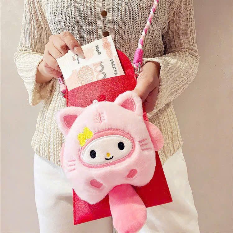 Túi Đựng Đồ Mini Sanrio Có Dây Đeo Lông Mềm Dễ Thương