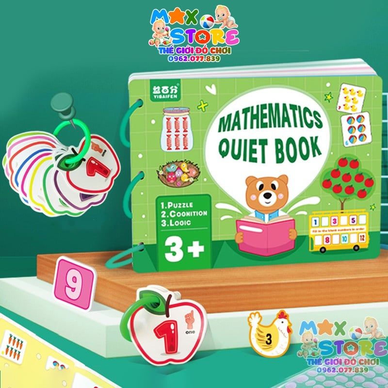 Đồ chơi giáo dục : bộ sách bóc dán làm quen với toán học Mathematics quiet book 3Ages+ No. 555-3