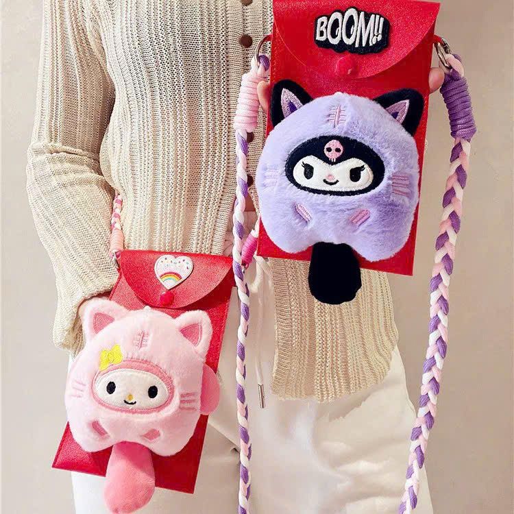 Túi Đựng Đồ Mini Sanrio Có Dây Đeo Lông Mềm Dễ Thương