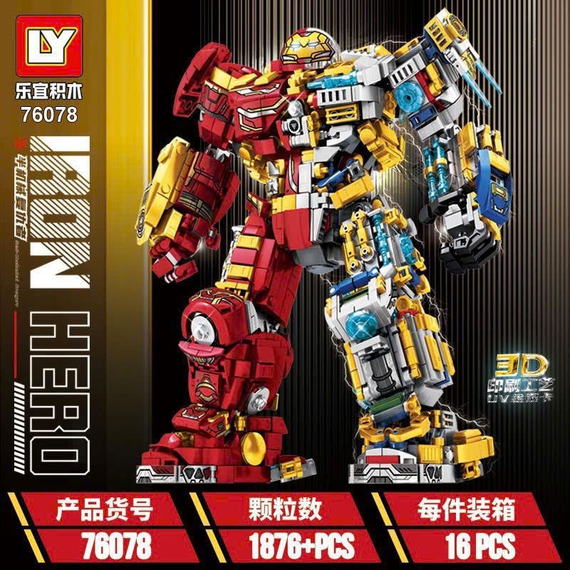 Đồ chơi lắp ráp: Mô hình Robot Người sắt phiên bản cơ khí big size, 1876pcs, 6+ages, No. 76078