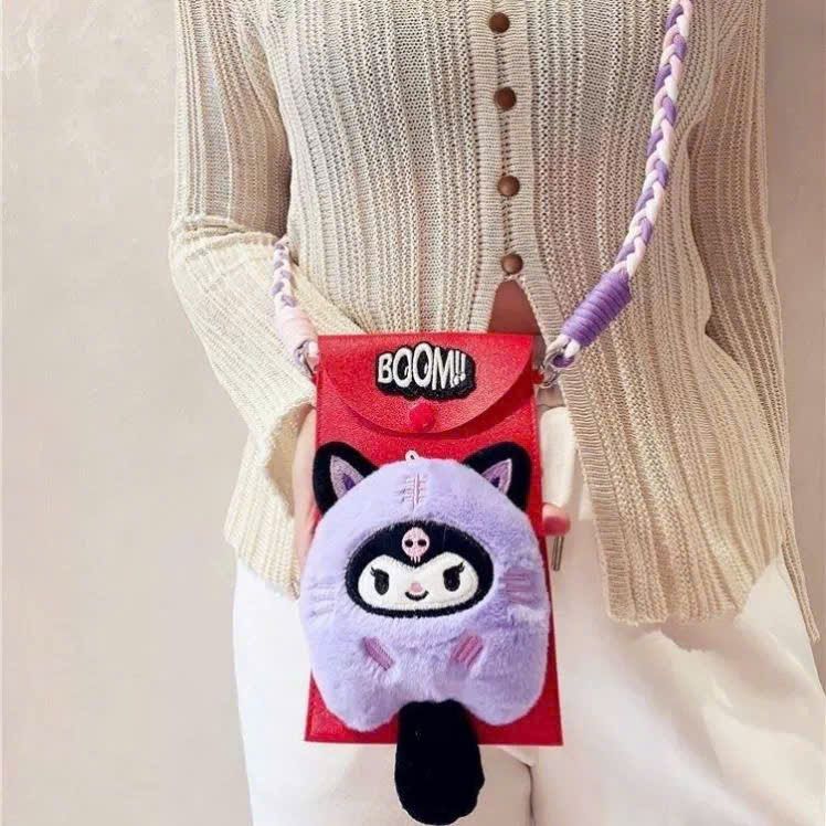 Túi Đựng Đồ Mini Sanrio Có Dây Đeo Lông Mềm Dễ Thương