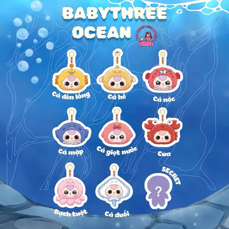 BLINDBOX BABY THREE ( bé 3 ) :Baby Three Hải Sản ( hàng có sẵn )