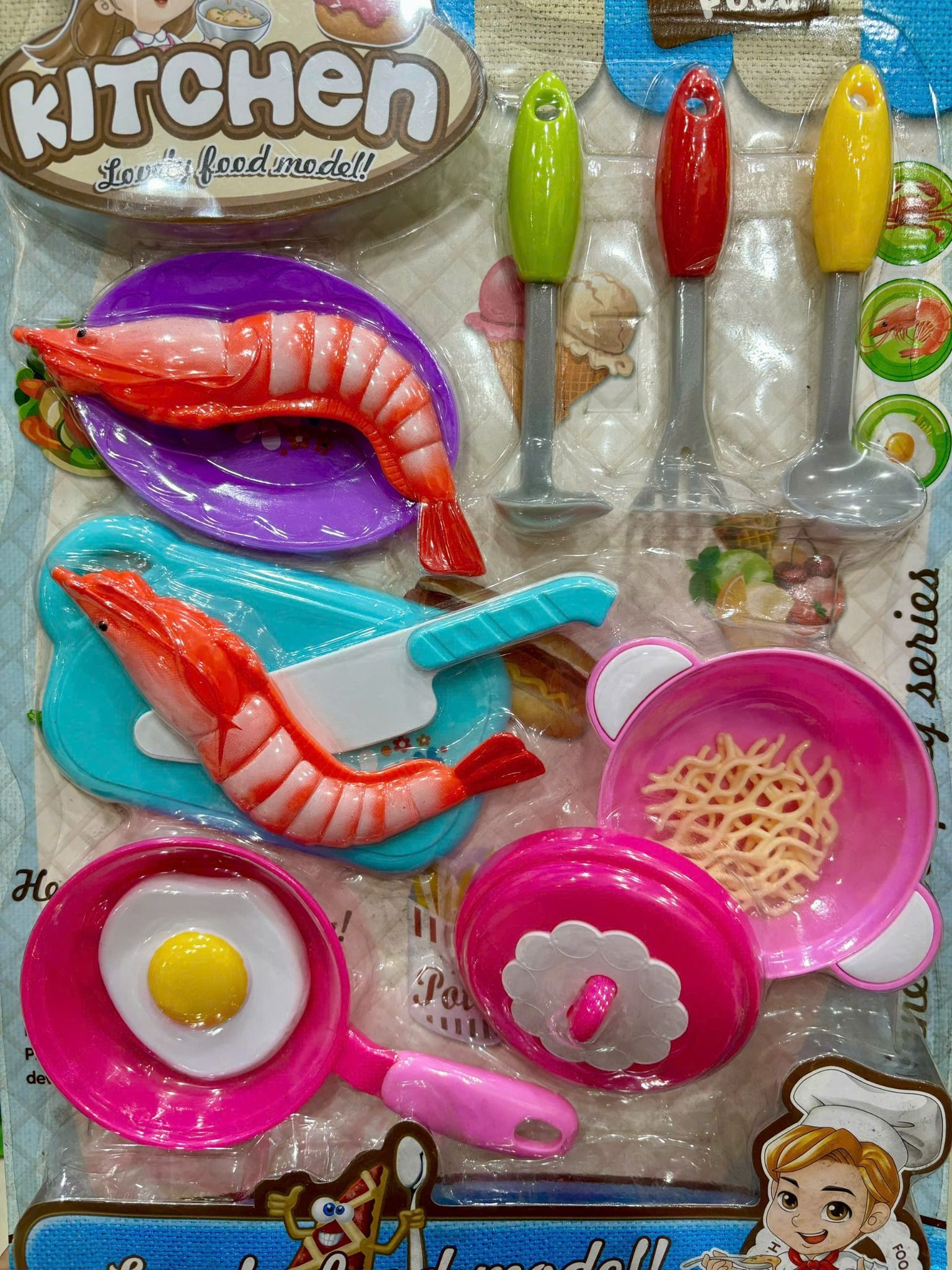 Bộ đồ chơi đồ hàng: Vỉ nấu ăn nhiều loại, trên 3 tuổi. No.17023AB,17024AB,17025AB,17026AB,17027AB,17028AB