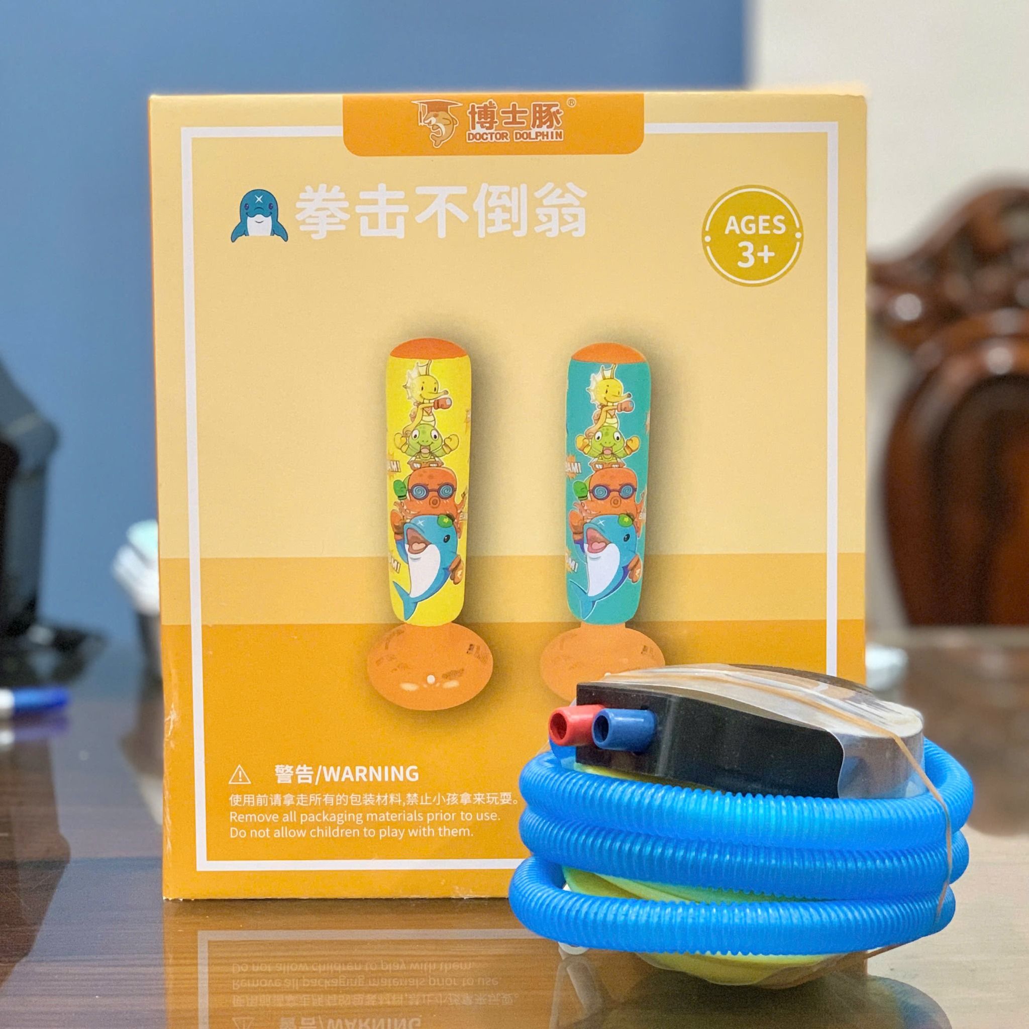 Đồ chơi vận động : Bóng Hơi Boxing Tự Cân Bằng Cho Bé - Doctor Dolphin, 3+AGES, No. DD06004 ( MÀU VÀNG )